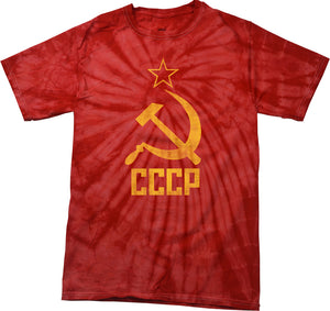 Soviet Union T-shirt Distressed CCCP Spider Tie Dye Tee - Yoga Clothing for You