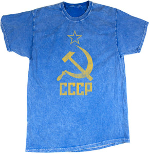 Soviet Union T-shirt Distressed CCCP Mineral Washed Tie Dye Tee - Yoga Clothing for You