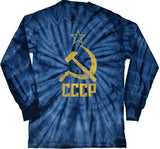 Soviet Union T-shirt Distressed CCCP Tie Dye Long Sleeve - Yoga Clothing for You
