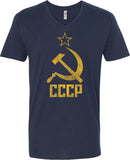 Soviet Union T-shirt Distressed CCCP V-Neck - Yoga Clothing for You