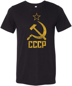 Soviet Union T-shirt Distressed CCCP Tri Blend Tee - Yoga Clothing for You
