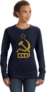 Ladies Soviet Union Sweatshirt Distressed CCCP - Yoga Clothing for You