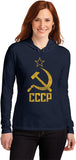 Ladies Soviet Union T-shirt Distressed CCCP Hooded Shirt - Yoga Clothing for You