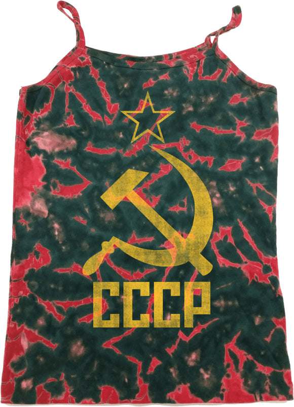 Ladies Soviet Union Tank Top Distressed CCCP Tie Dye Camisole - Yoga Clothing for You