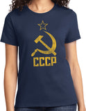 Ladies Soviet Union T-shirt Distressed CCCP Tee - Yoga Clothing for You
