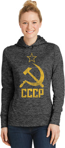 Ladies Soviet Union Hoodie Distressed CCCP Dry Wicking Hoody - Yoga Clothing for You