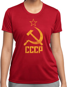 Ladies Soviet Union T-shirt Distressed CCCP Moisture Wicking Tee - Yoga Clothing for You