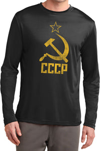 Soviet Union T-shirt Distressed CCCP Dry Wicking Long Sleeve - Yoga Clothing for You