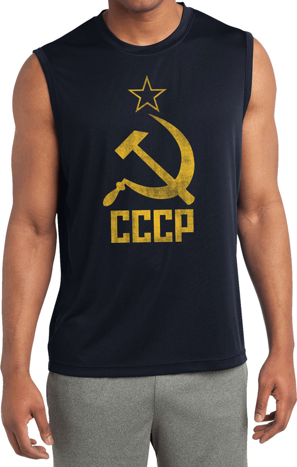 Soviet Union T-shirt Distressed CCCP Sleeveless Competitor Tee - Yoga Clothing for You