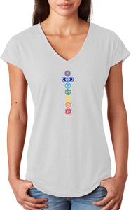 Colored Chakras Triblend V-neck Yoga Tee Shirt - Yoga Clothing for You