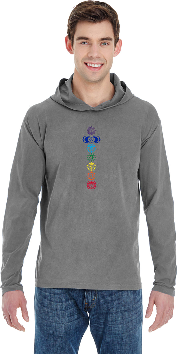 Colored Chakras Heavyweight Pigment Hoodie Yoga Tee Shirt - Yoga Clothing for You