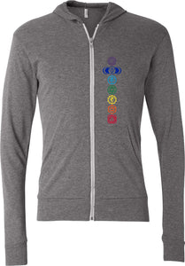 Colored Chakras Triblend Full-Zip Hoodie Yoga Tee Shirt - Yoga Clothing for You