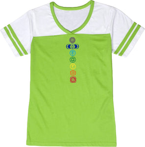 Colored Chakras Powder Puff Yoga Tee Shirt - Yoga Clothing for You