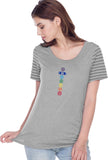 Colored Chakras Striped Multi-Contrast Yoga Tee Shirt - Yoga Clothing for You