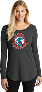 Ladies Peace T-shirt Come Together Tri Blend Long Sleeve - Yoga Clothing for You