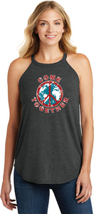 Ladies Peace Tank Top Come Together Tri Rocker Tanktop - Yoga Clothing for You