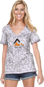 Copy Cat Burnout V-neck Yoga Tee Shirt - Yoga Clothing for You