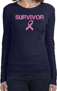 Ladies Breast Cancer T-shirt Survivor Long Sleeve - Yoga Clothing for You