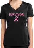 Ladies Breast Cancer T-shirt Survivor Moisture Wicking V-Neck - Yoga Clothing for You