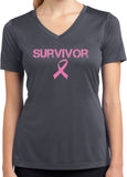 Ladies Breast Cancer T-shirt Survivor Moisture Wicking V-Neck - Yoga Clothing for You