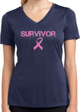 Ladies Breast Cancer T-shirt Survivor Moisture Wicking V-Neck - Yoga Clothing for You