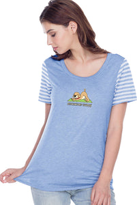 Downward Human Striped Multi-Contrast Yoga Tee Shirt - Yoga Clothing for You