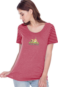 Downward Human Striped Multi-Contrast Yoga Tee Shirt - Yoga Clothing for You