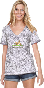 Downward Human Burnout V-neck Yoga Tee Shirt - Yoga Clothing for You