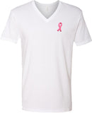 Breast Cancer T-shirt Embroidered Pink Ribbon Pocket Print VNeck - Yoga Clothing for You
