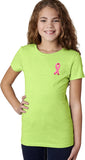 Girls Breast Cancer T-shirt Embroidered Pink Ribbon Pocket Print - Yoga Clothing for You