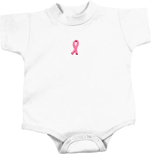 Breast Cancer Infant Romper Embroidered Pink Ribbon Small Print - Yoga Clothing for You