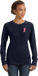 Ladies Breast Cancer Sweatshirt Embroidered Pink Ribbon - Yoga Clothing for You