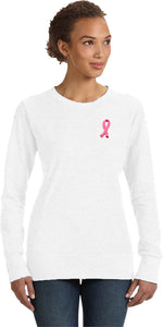 Ladies Breast Cancer Sweatshirt Embroidered Pink Ribbon - Yoga Clothing for You