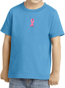 Breast Cancer Toddler T-shirt Embroidered Ribbon Small Print - Yoga Clothing for You
