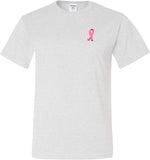 Breast Cancer T-shirt Embroidered Ribbon Pocket Print Tall Tee - Yoga Clothing for You