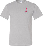 Breast Cancer T-shirt Embroidered Ribbon Pocket Print Tall Tee - Yoga Clothing for You
