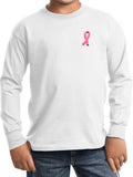 Kids Breast Cancer T-shirt Embroidered Pink Ribbon Long Sleeve - Yoga Clothing for You