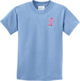 Kids Breast Cancer T-shirt Embroidered Pink Ribbon Pocket Print - Yoga Clothing for You