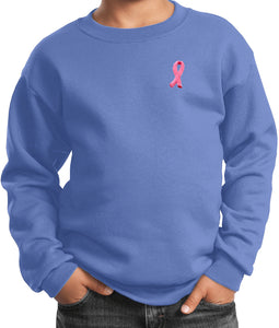 Kids Breast Cancer Sweatshirt Embroidered Pink Ribbon - Yoga Clothing for You