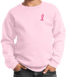 Kids Breast Cancer Sweatshirt Embroidered Pink Ribbon - Yoga Clothing for You