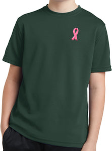 Kids Breast Cancer Tee Embroidered Pink Ribbon Dry Wicking Shirt - Yoga Clothing for You