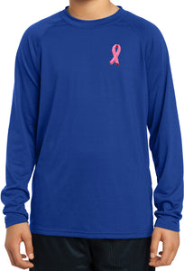 Kids Breast Cancer T-shirt Pink Ribbon Dry Wicking Long Sleeve - Yoga Clothing for You