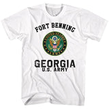 US Army Fort Benning Georgia Adult White Tee Shirt - Yoga Clothing for You