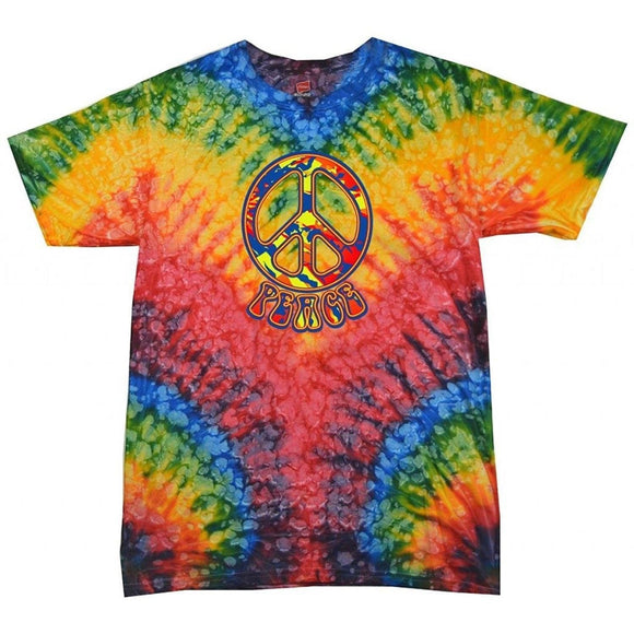 Yoga Clothing for You Funky Peace Tie Dye Woodstock T-Shirt - Yoga Clothing for You