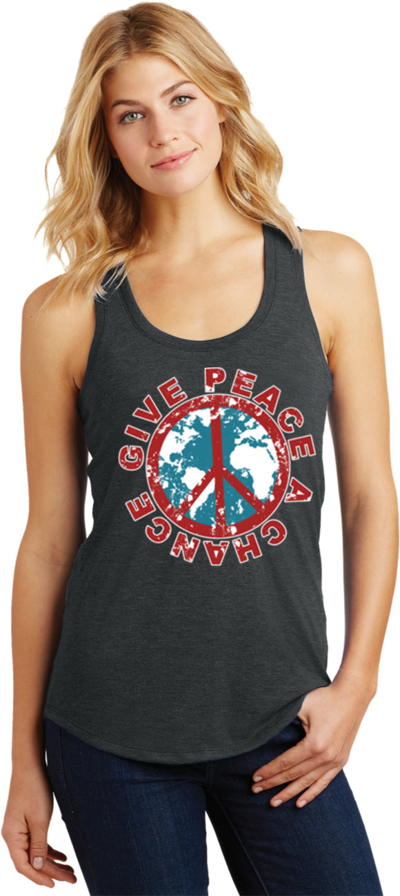 Ladies Peace Tank Top Give Peace a Chance Racerback - Yoga Clothing for You