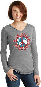 Ladies Peace T-shirt Give Peace a Chance Tri Blend Hoodie - Yoga Clothing for You