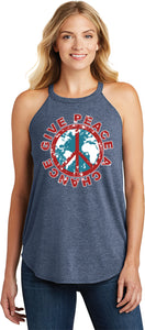 Ladies Peace Tank Top Give Peace a Chance Tri Rocker Tanktop - Yoga Clothing for You