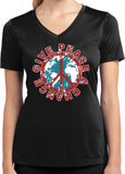 Ladies Peace T-shirt Give Peace a Chance Moisture Wicking V-Neck - Yoga Clothing for You