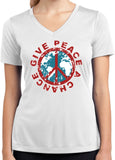 Ladies Peace T-shirt Give Peace a Chance Moisture Wicking V-Neck - Yoga Clothing for You