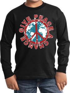 Kids Peace T-shirt Give Peace a Chance Youth Long Sleeve - Yoga Clothing for You